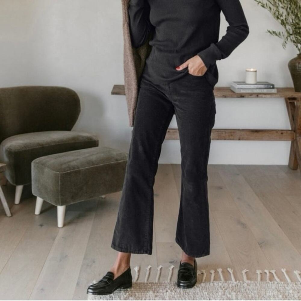 Re/Done Washed Black 70s Flare Corduroy Cropped Jeans Size 30 Autumn‎ Minimalist